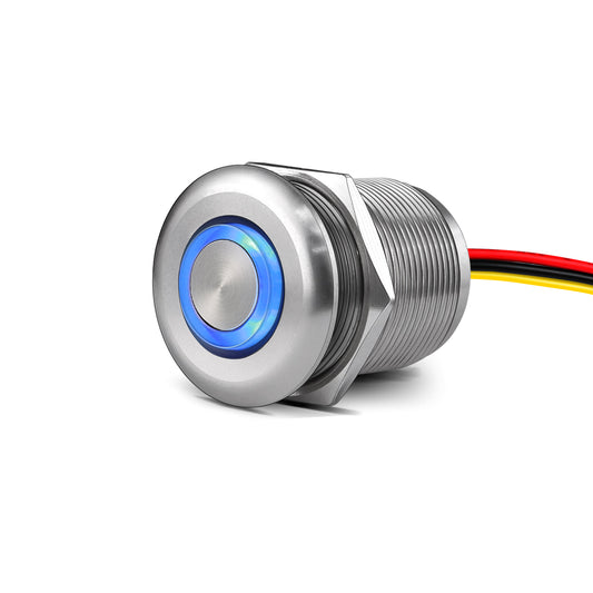 Silver Aluminum 12V High-side PWM Dimmer Switch w/ Blue Backlight for LED Strip Light, Halogen, Incandescent