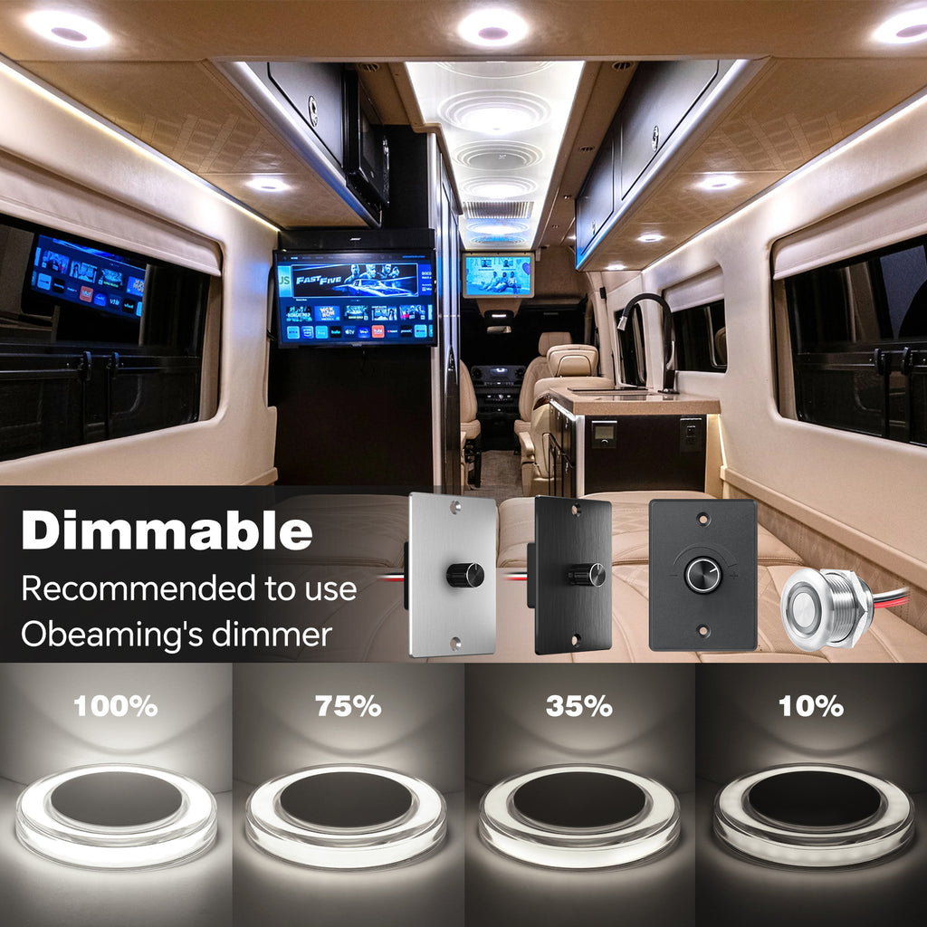 Obeaming Camper 12V LED Interieur Lichtbalk 4,5W Binnenverlichting Strip licht met Aan/uit Schakelaar voor Auto Van Truck Vrachtwagen Camper Boot Caravan Bestelwagen, CRI 95 470lm (4000K/2 Pcs