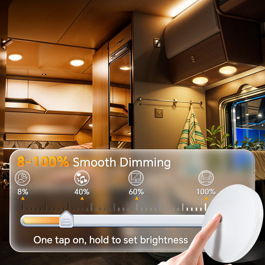 Obeaming 4.5" RV LED 3CCT Ultra Low Profile Interior Ceiling Light w/ Blue Night Light