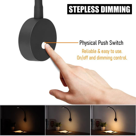 12V Flexible Reading Light - Red Light & Quick USB Charger