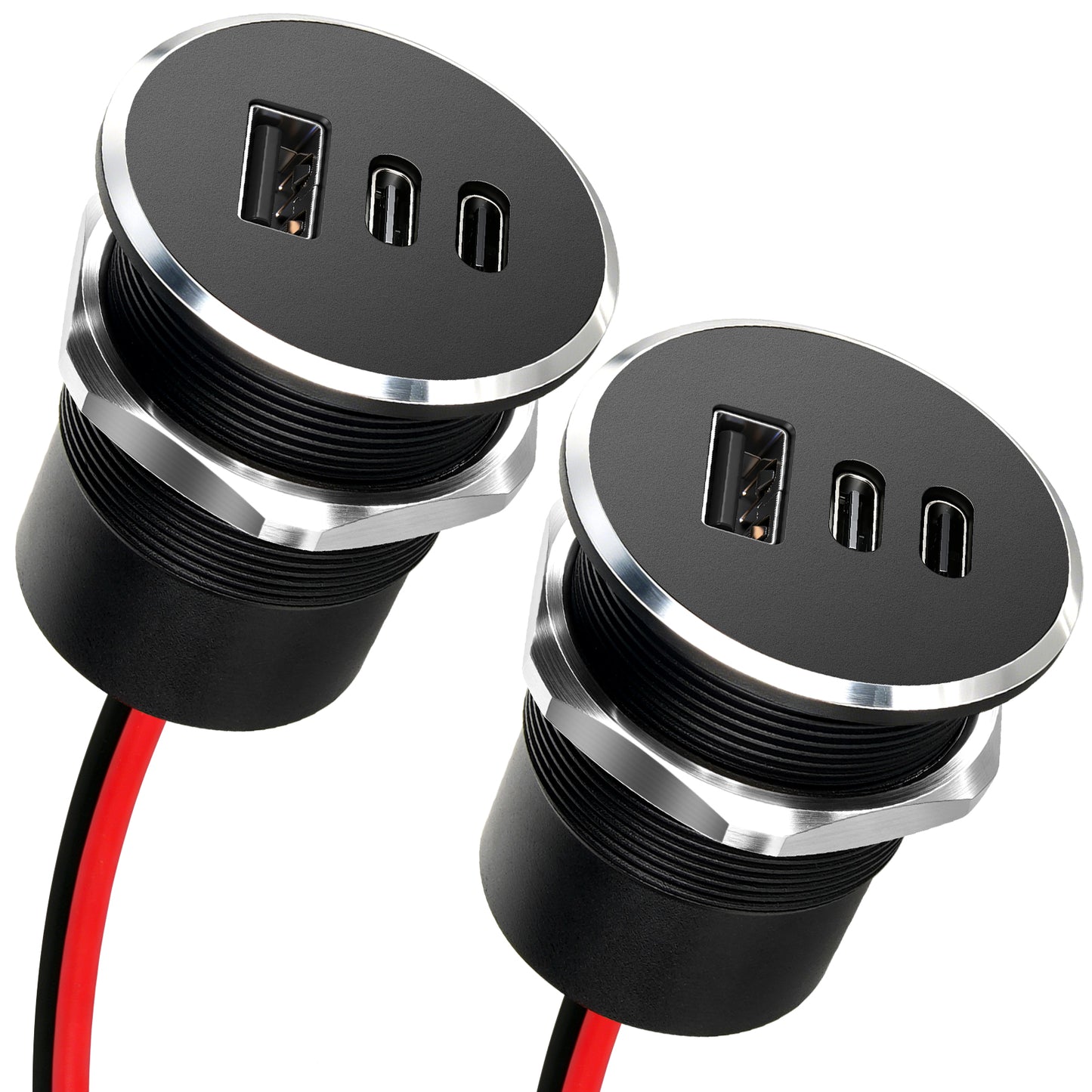 12V USB C Socket Campervan USB Outlet All Aluminum, Dual Port Type C PD 3.0 & QC3.0