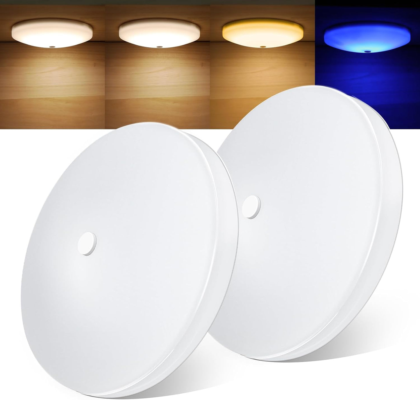 Obeaming 4.5" RV LED 3CCT Ultra Low Profile Interior Ceiling Light w/ Blue Night Light