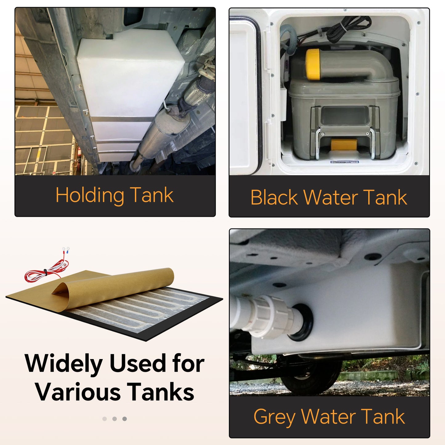 12" x 18" RV Tank Heater Pad with Automatic Thermostat, DC 12V/13.5V Winterizing Tank Heater for Motorhome Camper Trailer, Fits 20-50 Gallon Fresh/Grey/Black Water Tanks