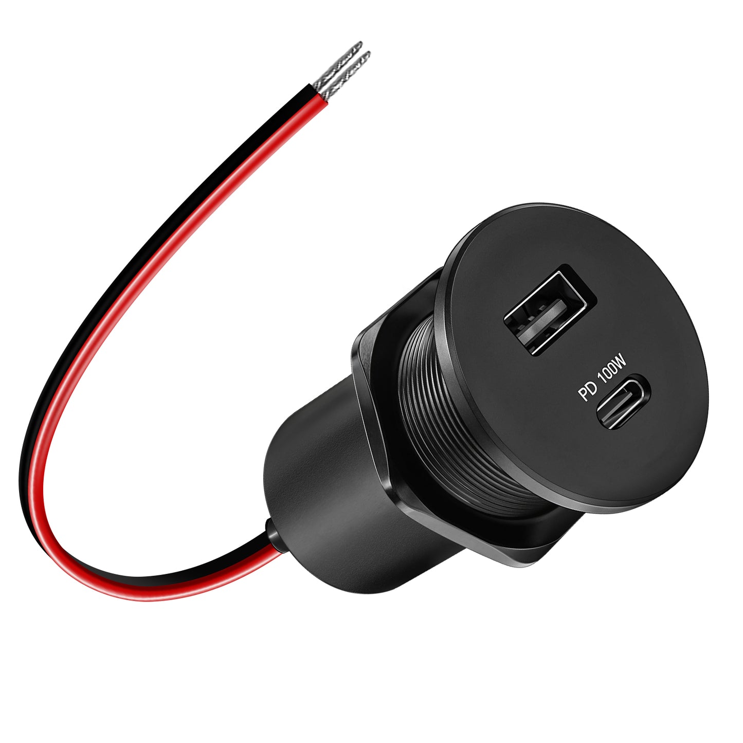 12V Aluminum USB Outlet 100W PD3.1 Type-C & 18W QC3.0 USB-C Laptop Charger Socket Dual Port Fast Charging Recessed Mount Car Charger Replacement for RV Camper Trailer Truck Boat Car