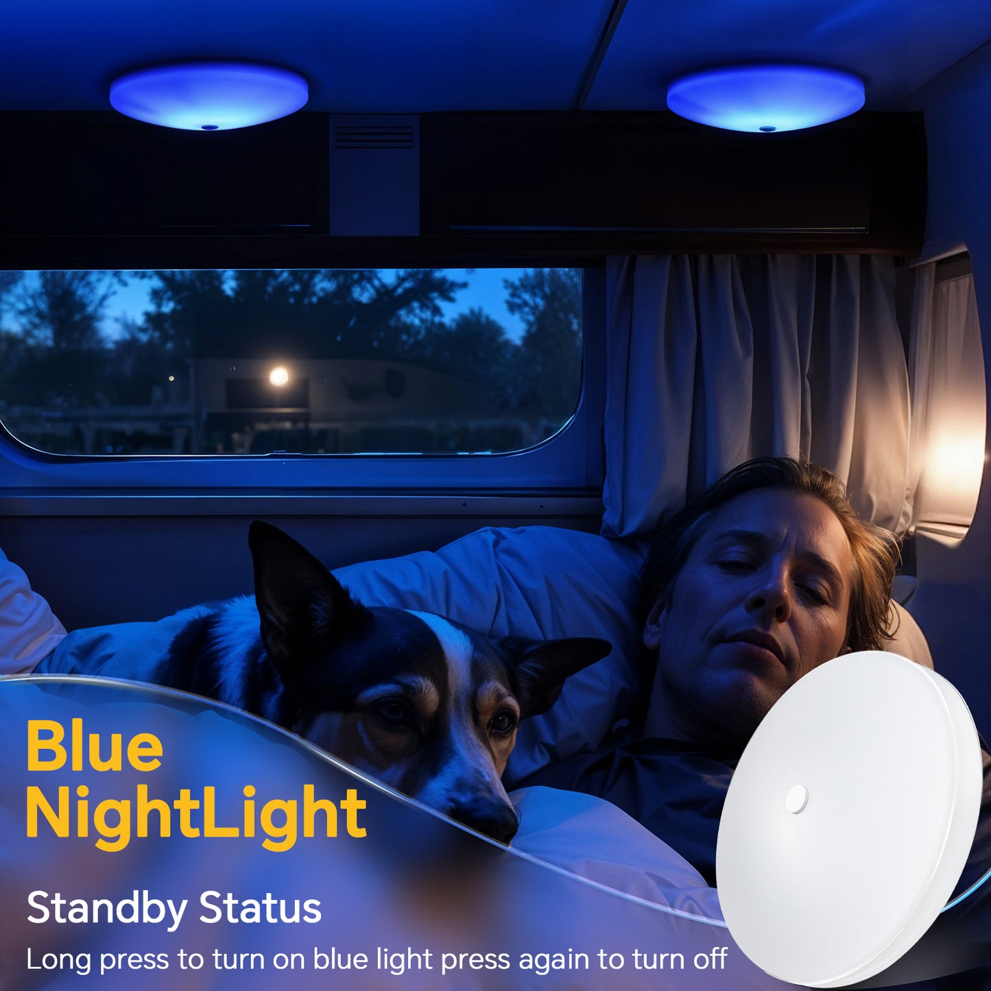 Obeaming 4.5" RV LED 3CCT Ultra Low Profile Interior Ceiling Light w/ Blue Night Light
