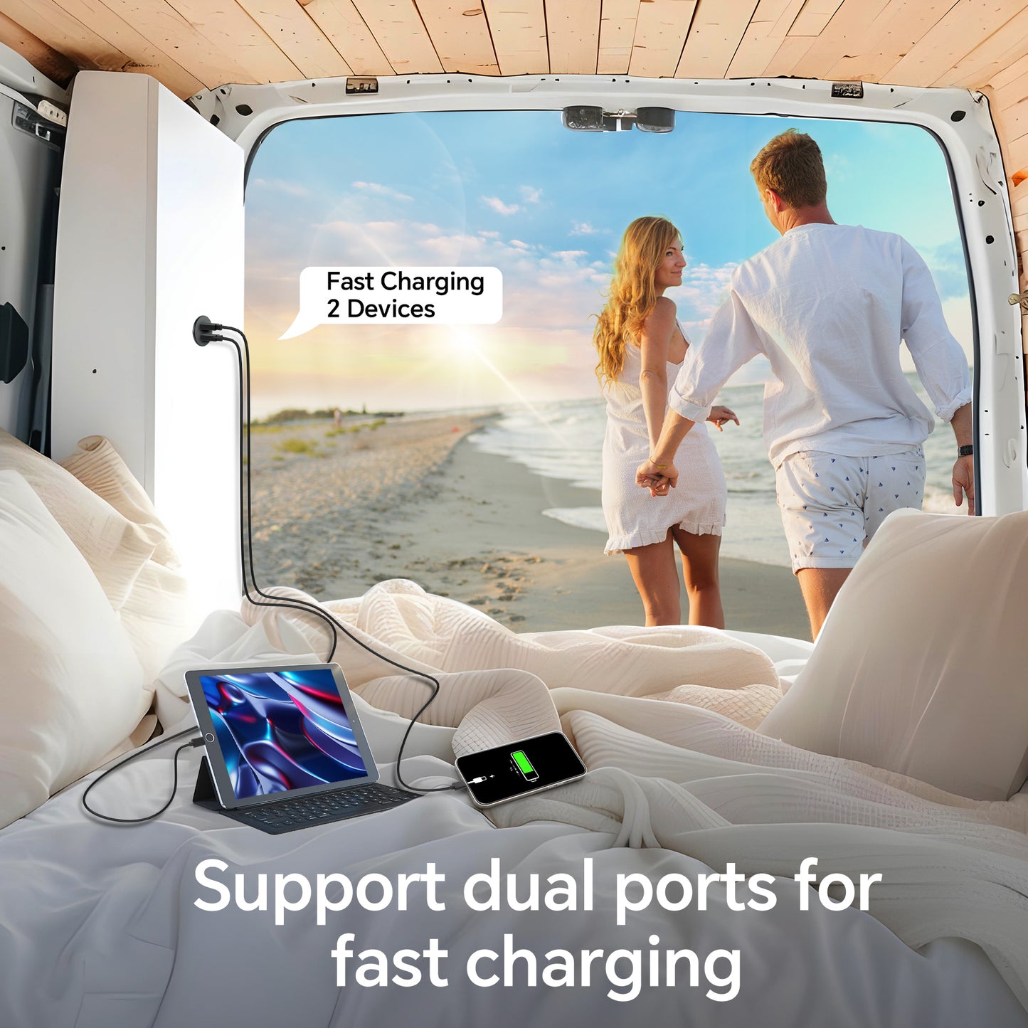 50W 12V USB Outlet Dual 25W USB-C Charger PD 3.0 Aluminum Fast Charging Socket, Replacement Car Charger Accessories for RV Camper Trailer Truck Boat Golf