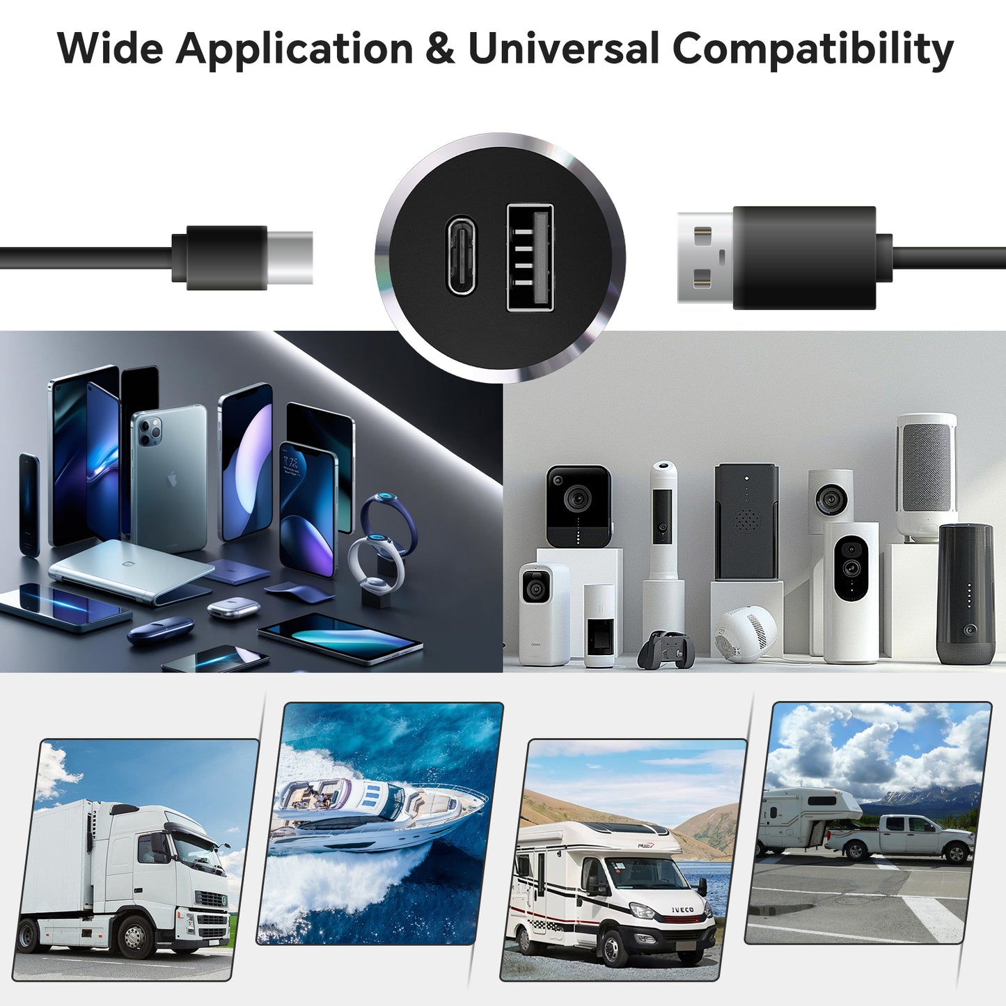 All-aluminum QC 3.0 12V USB Charger