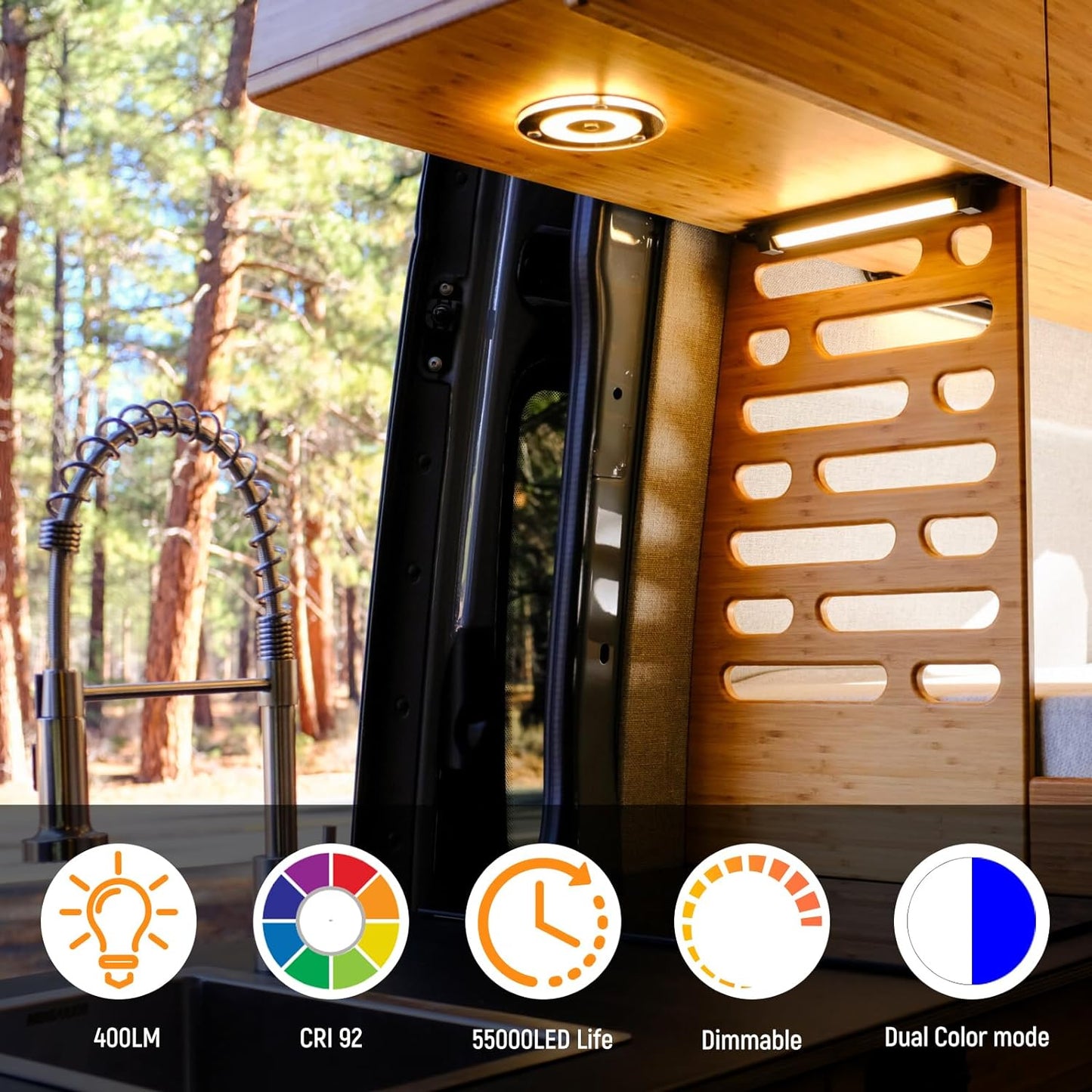 Obeaming 4.75" Interior LED RV Ceiling Dome Light w/ Acrylic Panel 2 Pcs