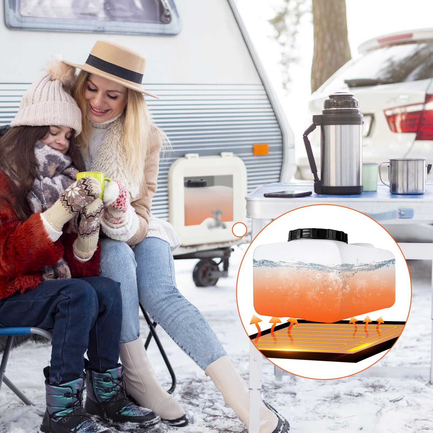 12" x 18" RV Tank Heater Pad with Automatic Thermostat, DC 12V/13.5V Winterizing Tank Heater for Motorhome Camper Trailer, Fits 20-50 Gallon Fresh/Grey/Black Water Tanks