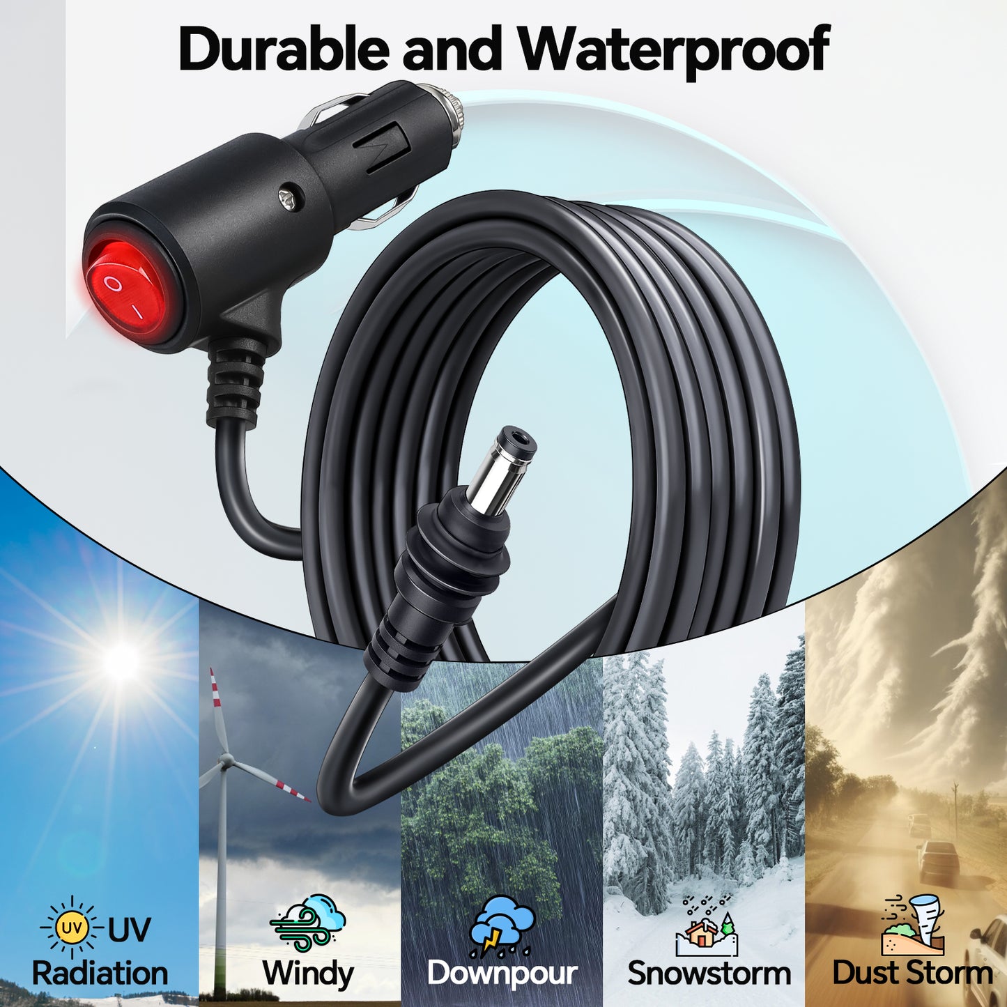 Obeaming 12V Power Cable for Starlink Mini (3M/9.8ft, 16AWG, Cigarette Plug)