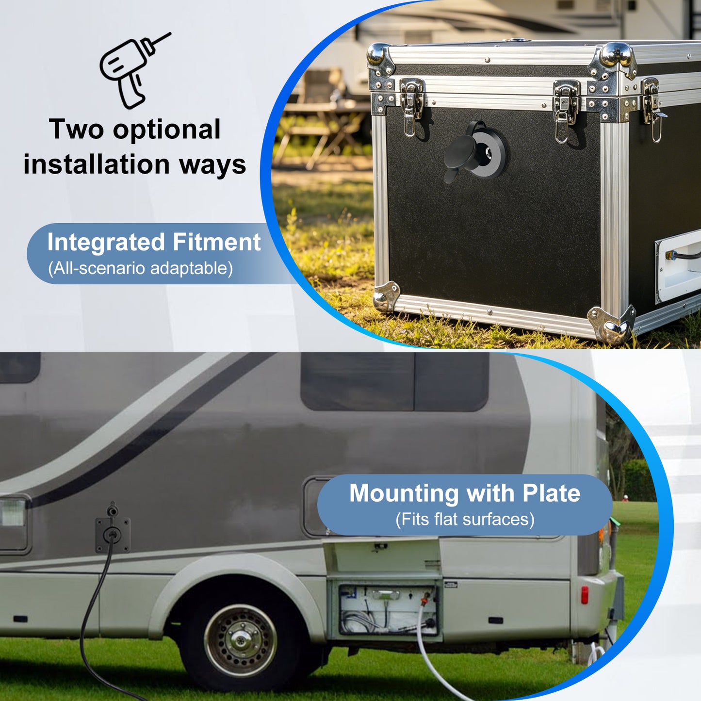 RV Wall Pass Through for Starlink Mini, Full Aluminum Cable Pass Through kit, IP67 Waterproof 5.5x2.1mm DC Female Bulkhead Connector for Camper Van Boat Battery Box