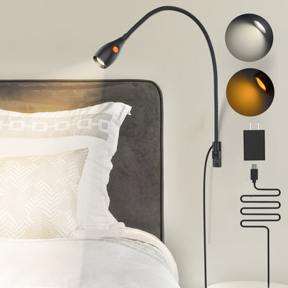 Wall Mounted Reading Light, Bedside Book Light Minimalist Black