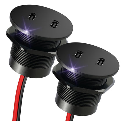 50W 12V USB Outlet Dual 25W USB-C Charger PD 3.0 Aluminum Fast Charging Socket, Replacement Car Charger Accessories for RV Camper Trailer Truck Boat Golf