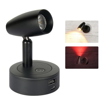 12V Reading Light Aluminum Boat Campervan Swivel Spot Black