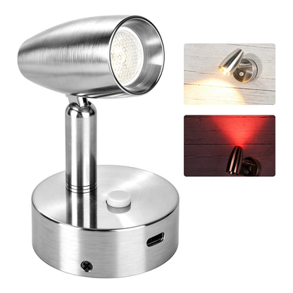 12V Reading Light Aluminum Boat Campervan Swivel Spot Nickel