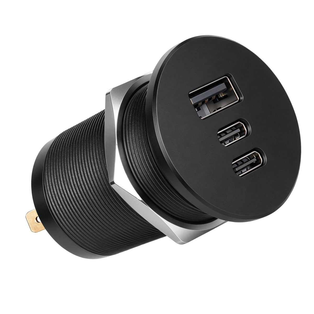 68W 3 Port 12V USB Outlet, Dual PD3.0 Type-C QC3.0 Aluminum Car Charger
