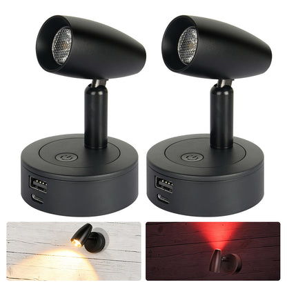 12V Reading Light Aluminum Boat Campervan Swivel Spot Black