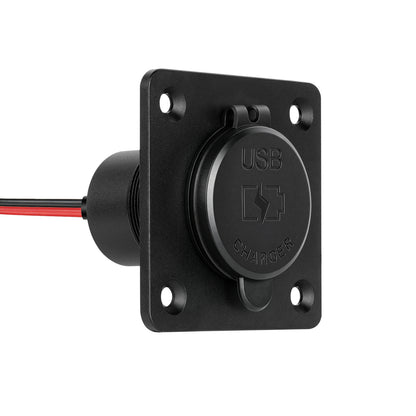 12V USB Socket Aluminum Faceplate USB C Outlet, Dual PD 3.0 & QC3.0