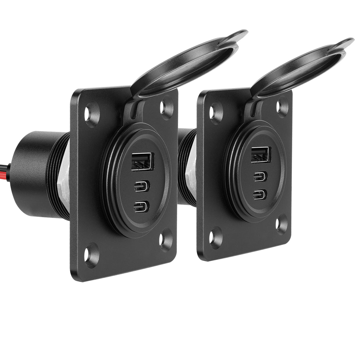 12V USB Socket Aluminum Faceplate USB C Outlet, Dual PD 3.0 & QC3.0