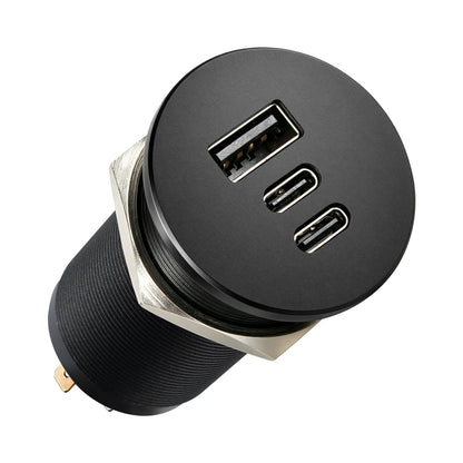 68W 3 Port 12V USB Outlet, Dual PD3.0 Type-C QC3.0 Aluminum Car Charger