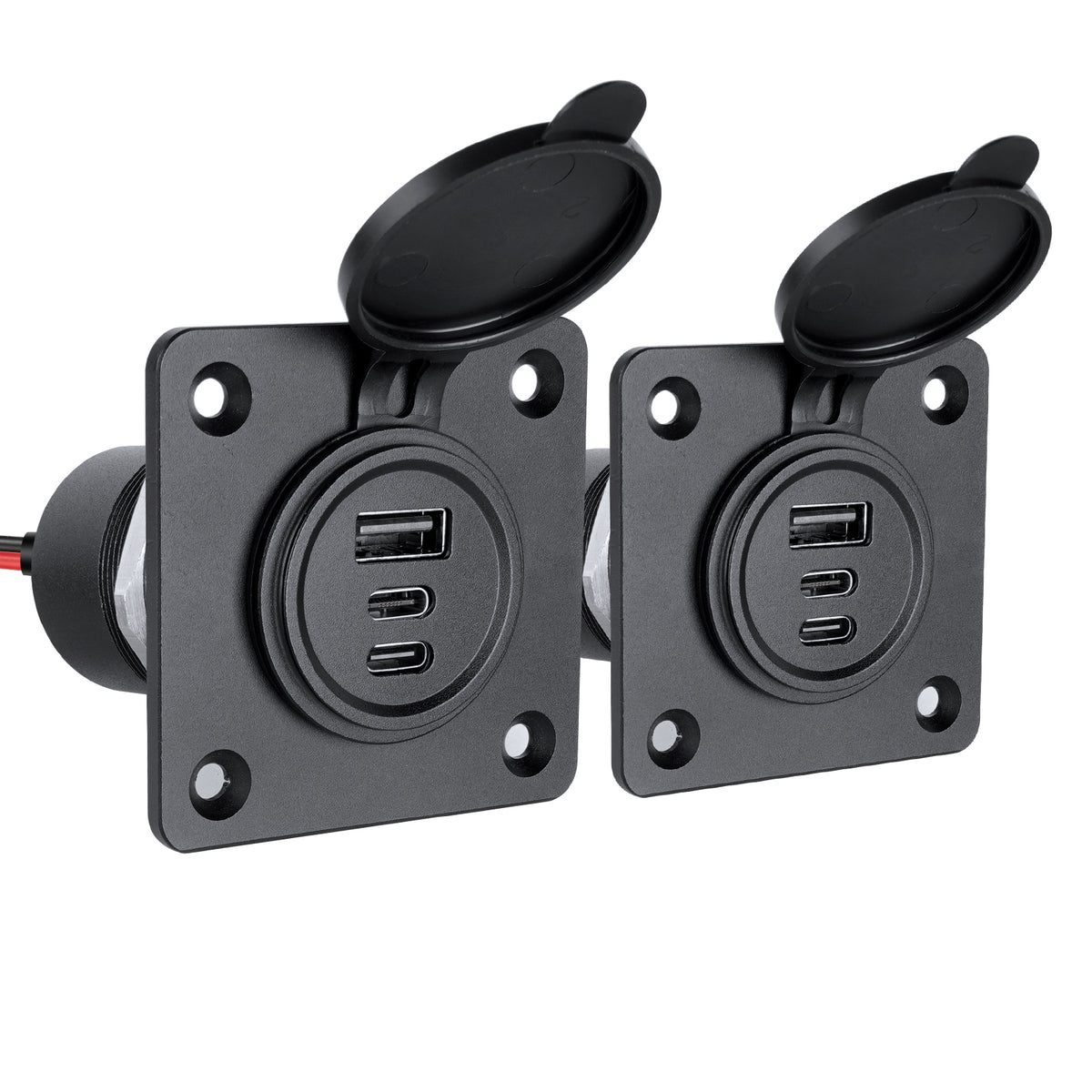 12V USB Socket Aluminum Faceplate USB C Outlet, Dual PD 3.0 & QC3.0