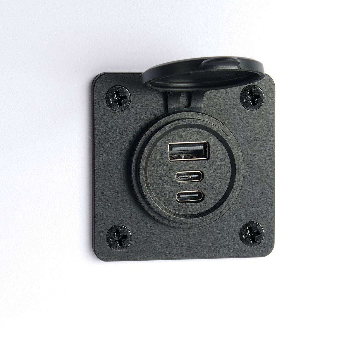 12V USB Socket Aluminum Faceplate USB C Outlet, Dual PD 3.0 & QC3.0