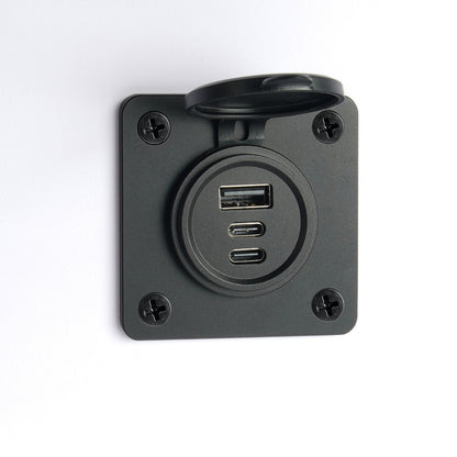 12V USB Socket Aluminum Faceplate USB C Outlet, Dual PD 3.0 & QC3.0
