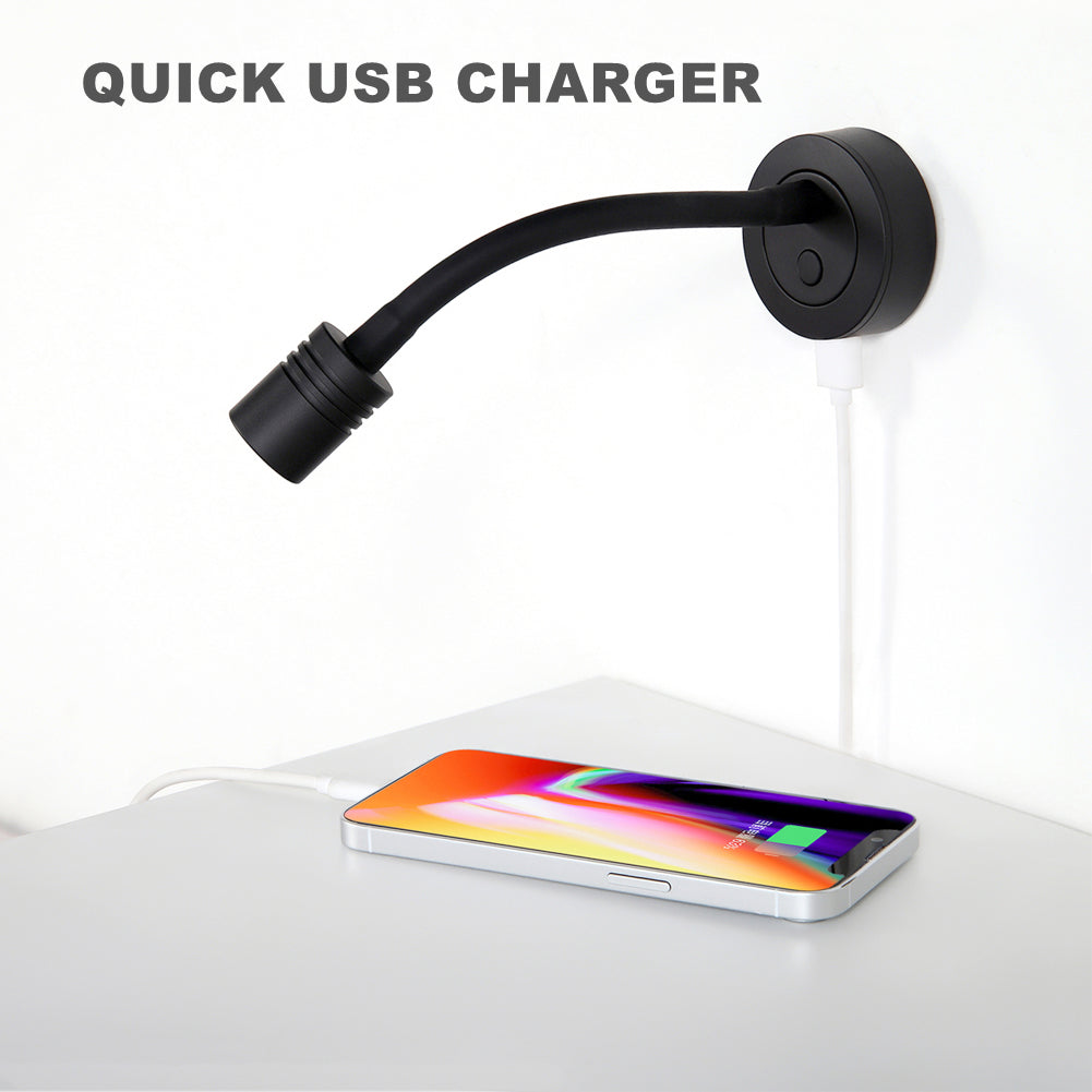 Obeaming 12V RV Reading LED Light  w/ USB Charger port