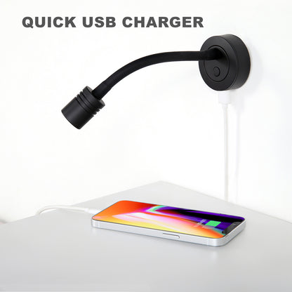 Obeaming 12V RV Reading LED Light  w/ USB Charger port