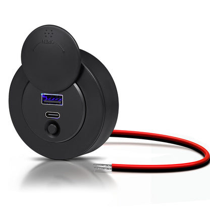 12V USB Outlet 30W PD + 18W QC3.0 – Dual Port Car Charger for RV, Truck, Boat, Van