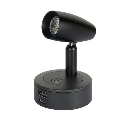 12V Reading Light Aluminum Boat Campervan Swivel Spot Black