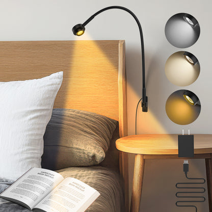 Wall Mounted Reading Light, 3CCT Bedside Book Light Minimalist Black