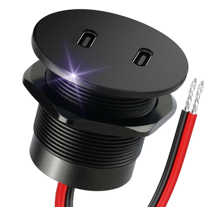 50W 12V USB Outlet Dual 25W USB-C Charger PD 3.0 Aluminum Fast Charging Socket, Replacement Car Charger Accessories for RV Camper Trailer Truck Boat Golf