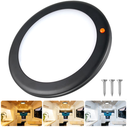 12V Metal Ceiling Dome Light RV Boat 3 CCT 2700K/4000K/6000K Switchable & Dimmable, Surface Mount LED Down Light for Motorhome Camper Trailer Interior Lighting
