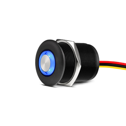 Black Aluminum 12V High-side PWM Dimmer Switch w/ Blue Backlight for LED Strip Light, Halogen, Incandescent