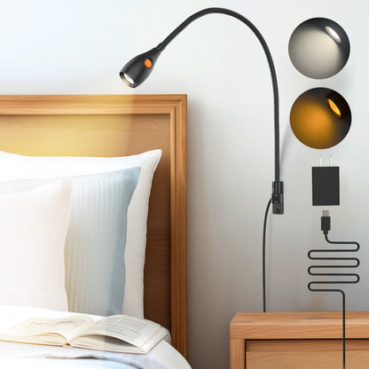 Wall Mounted Reading Light, Bedside Book Light Minimalist Black