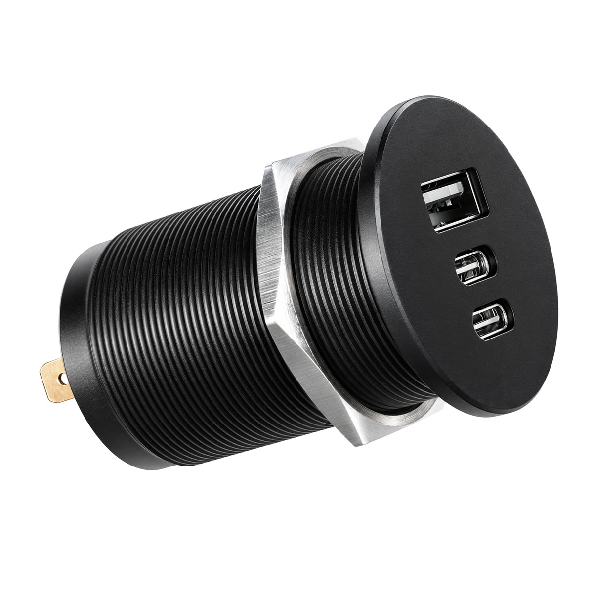 68W 3 Port 12V USB Outlet, Dual PD3.0 Type-C QC3.0 Aluminum Car Charger