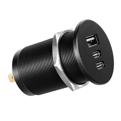 68W 3 Port 12V USB Outlet, Dual PD3.0 Type-C QC3.0 Aluminum Car Charger