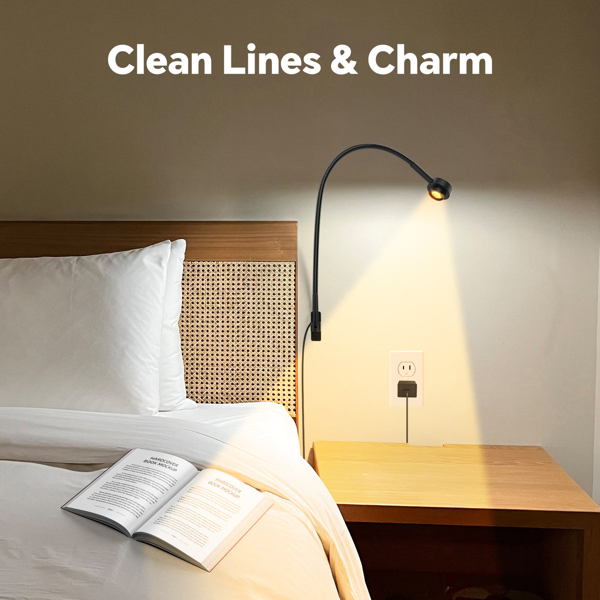 Wall Mounted Reading Light, 3CCT Bedside Book Light Minimalist Black