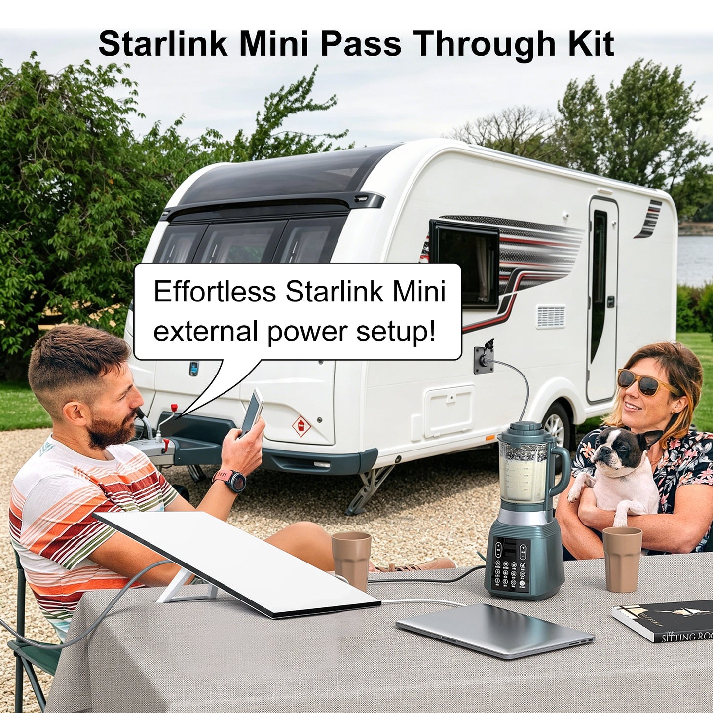 RV Wall Pass Through for Starlink Mini, Full Aluminum Cable Pass Through kit, IP67 Waterproof 5.5x2.1mm DC Female Bulkhead Connector for Camper Van Boat Battery Box