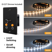 3CCT Flexible 16.4ft LED Strip Light with 12V CCT Switchable Dimmer Kit for Camper Vans, Trucks & Trailers Indoor. CCT Changeable(3000K/4500K/6000K) & Brightness Control DC12V, 10A