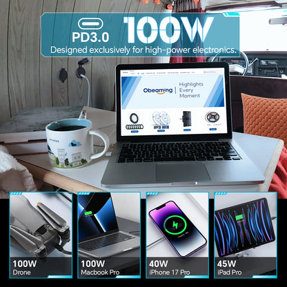12V USB Socket Aluminum Outlet, 100W PD3.0 USB-C & 20W PD