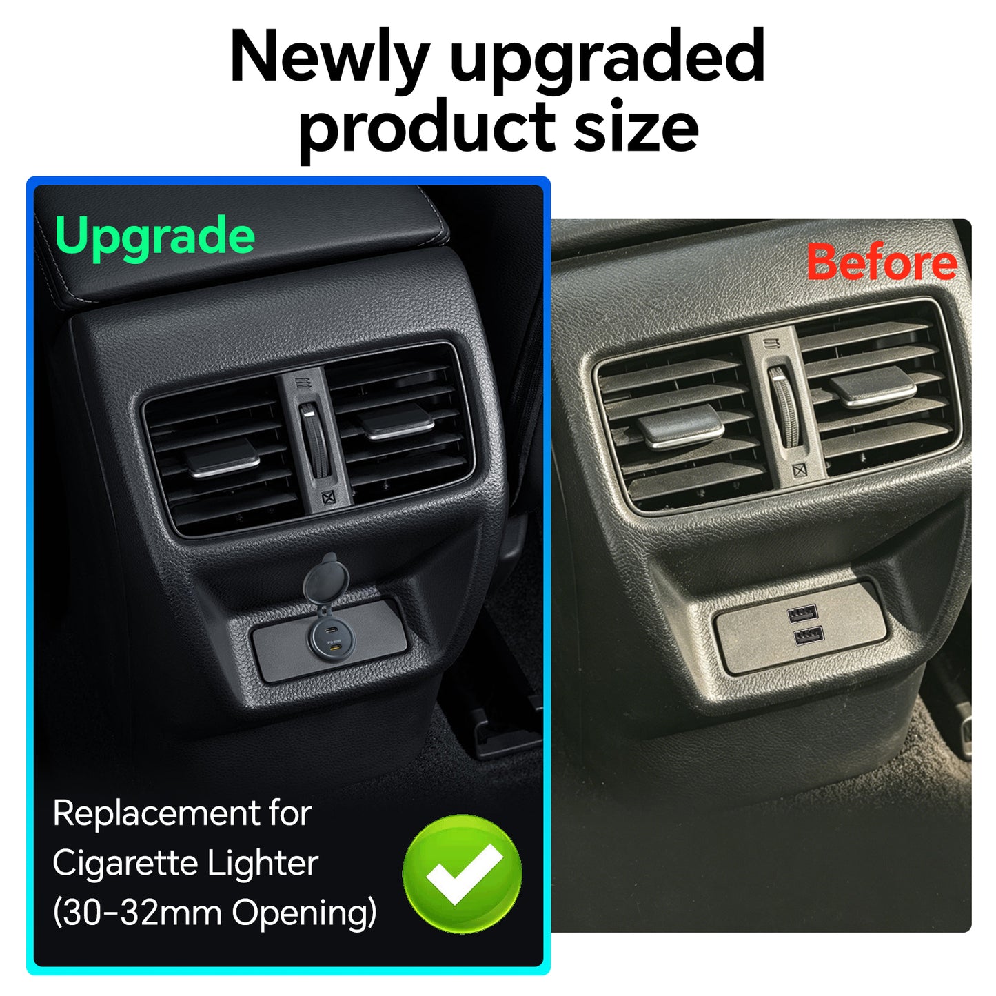 12V USB Socket Aluminum Outlet, 65W PD3.0 USB-C & 20W PD