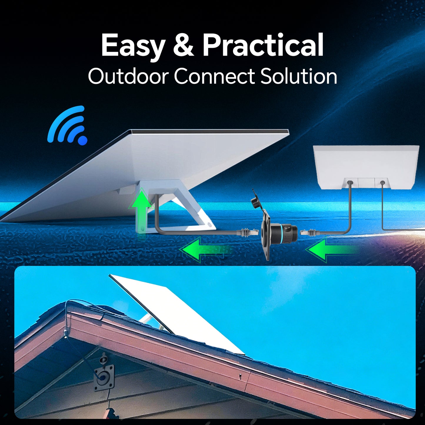 Aluminum Pass Through Wall Socket for Starlink Gen3, RJ45 CAT6 Ethernet Female to Female IP68 Waterproof Bulkhead Panel Socket, Ideal for RV Camper Boat Trailer Off-Grid