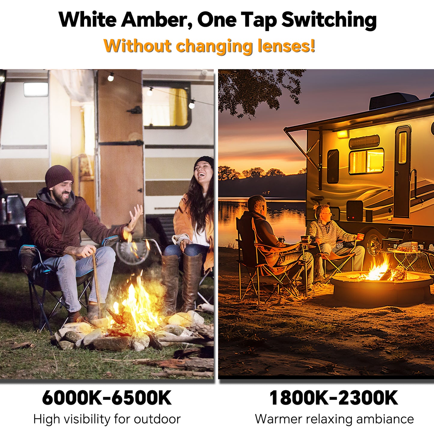 RV Porch Light Swift Color-Change w/ Built-in Button Porch Light 3CCT