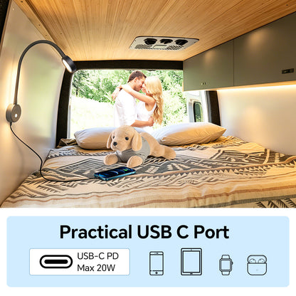 12V Flexible Reading Light 4000K & Red Light, Quick USB C Charger