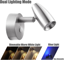 RV Reading Light 12V Swivel LED Spotlight with Quick USB Charger & Blue Nightlight, Camper Van Travel Trailer(Brushed Nickel)