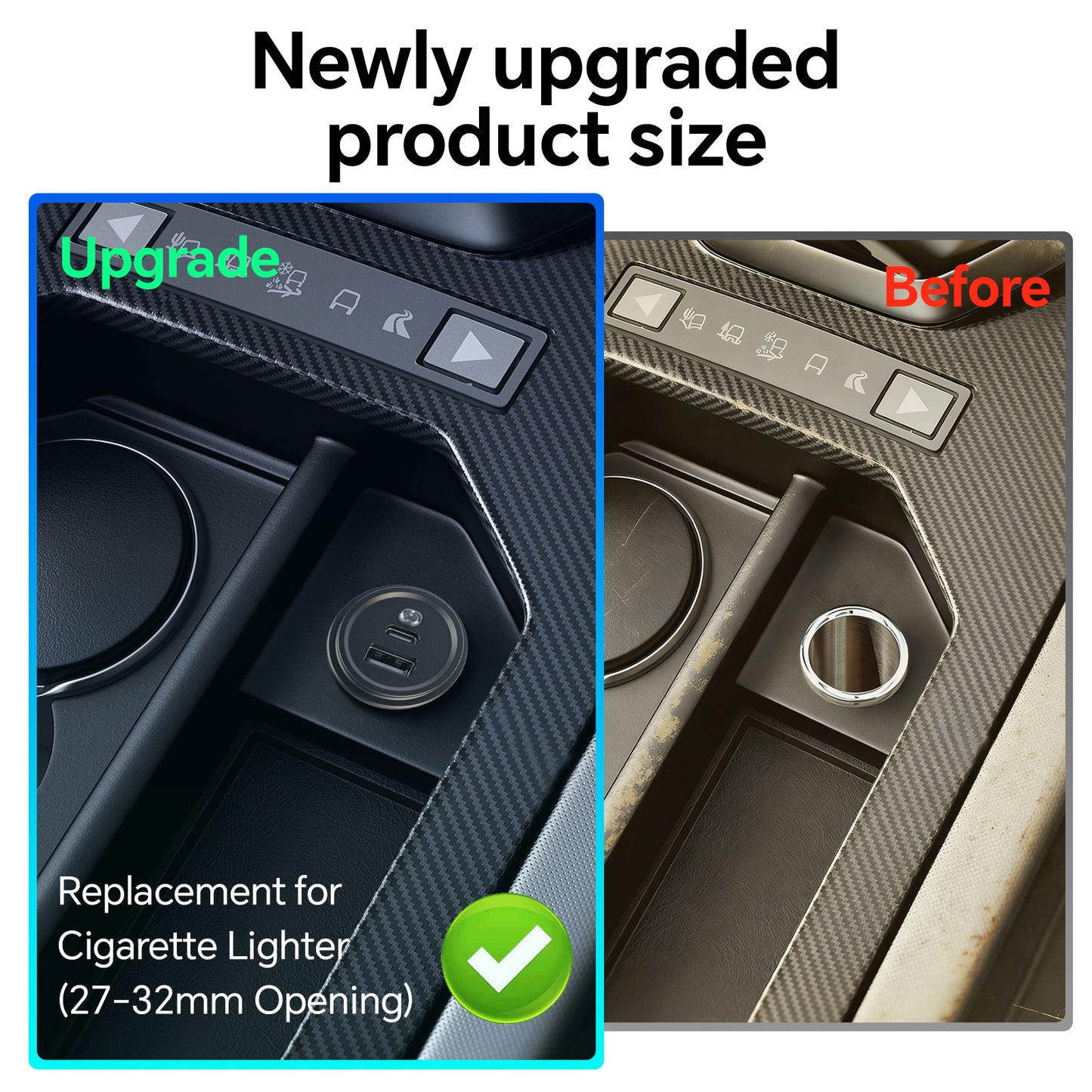 12V USB Outlet with Switch & Blue LED - 30W Type-C & 18W QC3.0 Car Charger - Aluminum Dual Port Fast USB Socket Waterproof Cigarette Lighter Replacement for RV, Boat, Truck, Camper