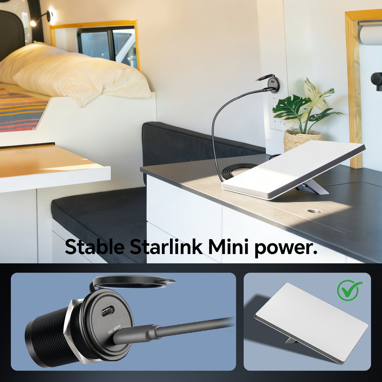 12V USB Socket Aluminum Outlet, 100W PD3.0 USB-C & 20W PD