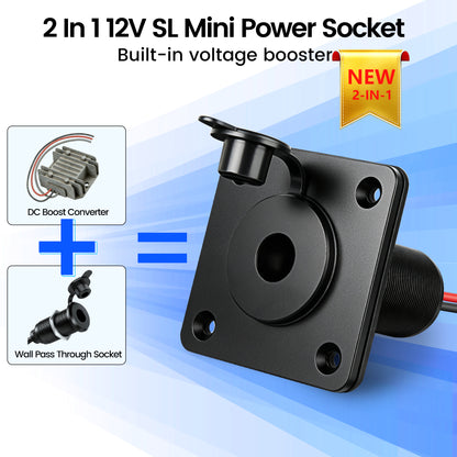 Power Booster for Starlink Mini 12V Adapter Aluminum Wall Pass Through Socket